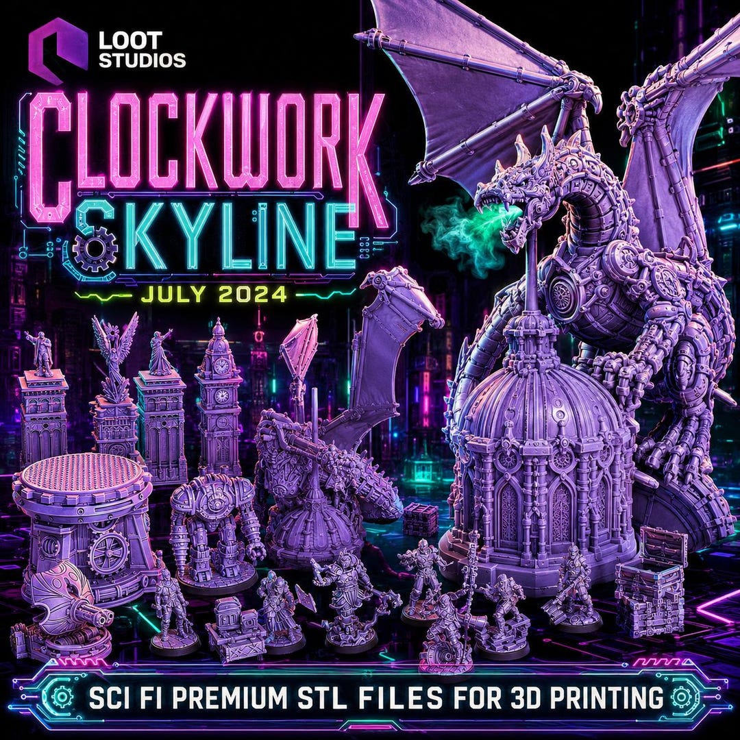 Clockwork Skyline Sci Fi STL Bundle, Cyberpunk Terrain, Miniatures ...