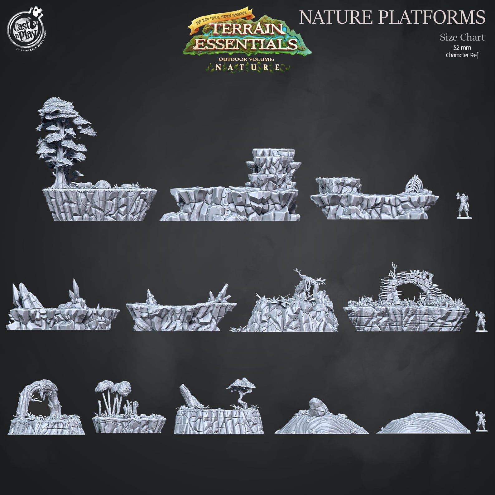 Nature Builder Kit STL, Outdoor Terrain Bundle, Nature Floor Tiles ...