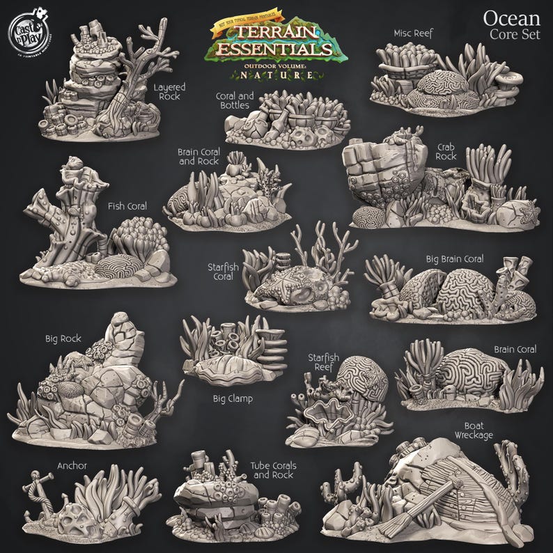 Ocean Rp Thing Ocean Terrain Set STL, Underwater Terrain Bundle, Tabletop Scenery for ...