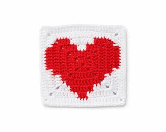 Herz Oma Quadrat Häkelanleitung | Valentine häkeln Quadrat | Niedliches Herz | Easy Oma Quadrat PDF | Häkeldecke Block PDF