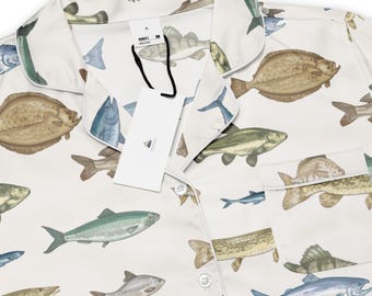 Trout Print Pajama Top | Women's Long Sleeve Sleepwear