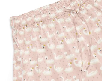Swan Pajama Shorts | Silky Loungewear with Piping Detail