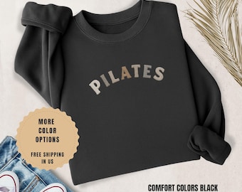 Pilates Crewneck Sweatshirt | Comfort Colors 1466 | Patch Style Pilates Pullover | Neutral Wellness Aesthetic
