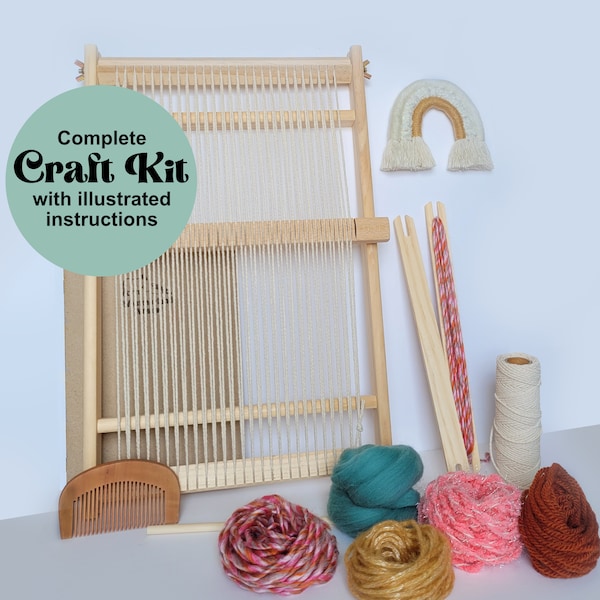 métier à tisser dans une boîte | métier à tisser avec instructions | Kit d'artisanat | Fils à tisser | métier à tisser | Métier à tisser | Guide de tissage de tapisserie