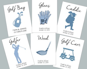 Golf Theme Wedding, Golf Party or Event,  Golf Table Cards, Table Numbers, Tented Cards, Sports Wedding, Country Club Event