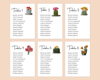 Cactus Seating Cards, Table Assignment Cards, Seating Information, Guest Seating Charts Cactus Seating Chart, Desert Seating Card