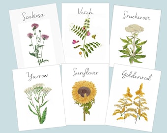 Wildflower Table Cards,  Wedding Table Numbers, Tented Wildflowers,  Double Sided, Flower Cards, Floral Theme, Custom Wedding Cards