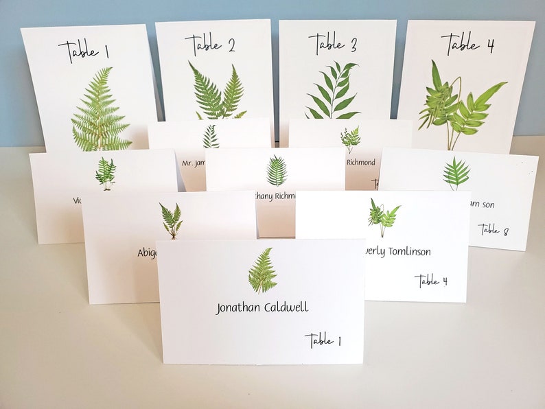 FERN Table Cards, Fern Table Numbers, Woodland Table Tents, Wedding Table Cards, Wedding Botanicals, Fern Wedding Cards, Garden Table image 5