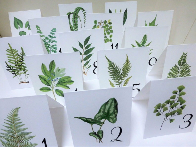 Woodland Leaf Table Cards, Botanical Table Tents, Woodland Leaf Numbers, Wedding Decor, Woodland Wedding Cards, Woodland Table Tents image 1