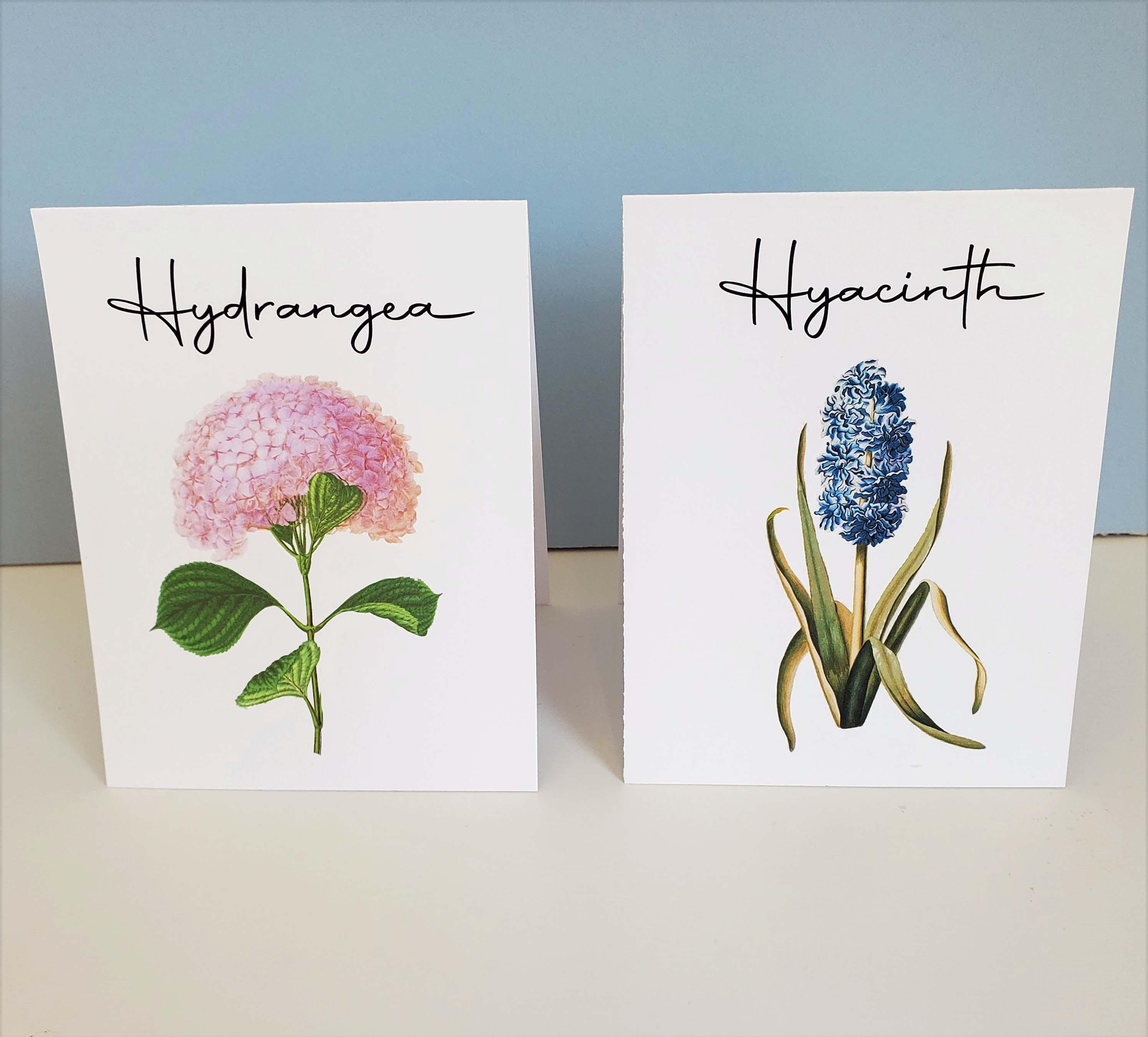Flower NAME Table Cards, Wedding Table Cards, Botanical Table