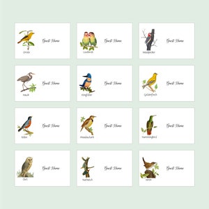 Bird place cards, Wedding Escort Cards, Multiple Illustrations, Folded or Flat Cards, Personalized Cards, Bird seating, Bird Club Event