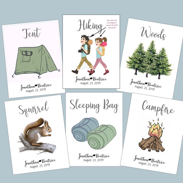 Camping Table Cards, Table Numbers, Camping Theme Wedding, Outdoor Table Cards, Lake Wedding, Woodland, Mountain, Nature, Park, Hiking Party