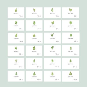 Fern place cards, Wedding Escort Cards, Seating Information, Fern Cards, Woodland Greenery Cards, Personalized Seating image 3