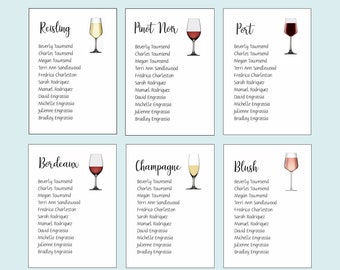 Wine Seating Cards, Vineyard or Wine Theme Reception, Wedding Guest List, Seller prints cards, Wine Connoisser Party, Wine Tasting Event