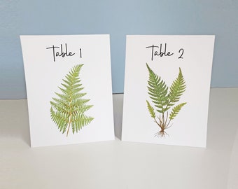 FERN Table Cards, Fern Table Numbers, Woodland Table Tents,  Wedding Table Cards, Wedding Botanicals, Fern Wedding Cards, Garden Table