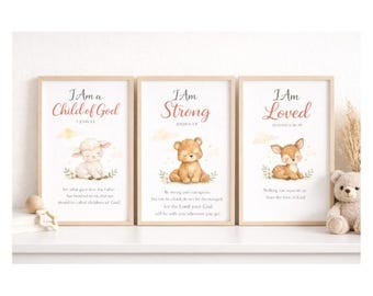 Christian Nursery Art Set | Watercolor Animals (Digital Download)