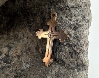 Cross Tsarist Russia 19th century gold 56 sample Orthodox cross