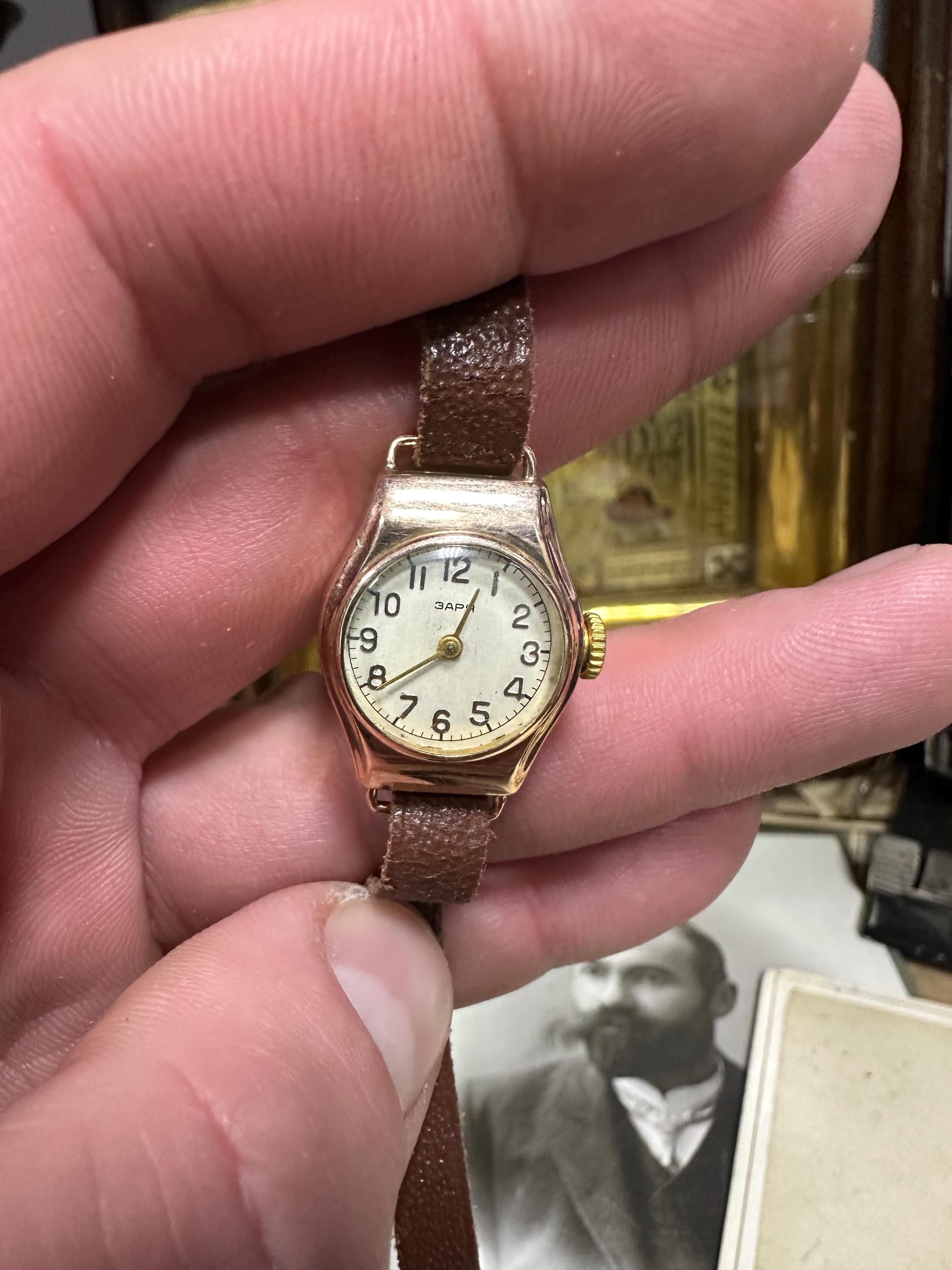 Vintage Soviet Zaria (Заря) Ladies Watch | 14K Rose Gold 583 Case | Running il_fullxfull.7583593086_e9jc.jpg main image 3