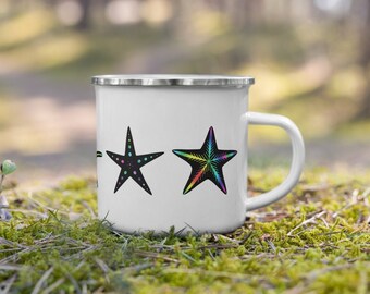 Enamel mug // metal mug // starfish // white mug