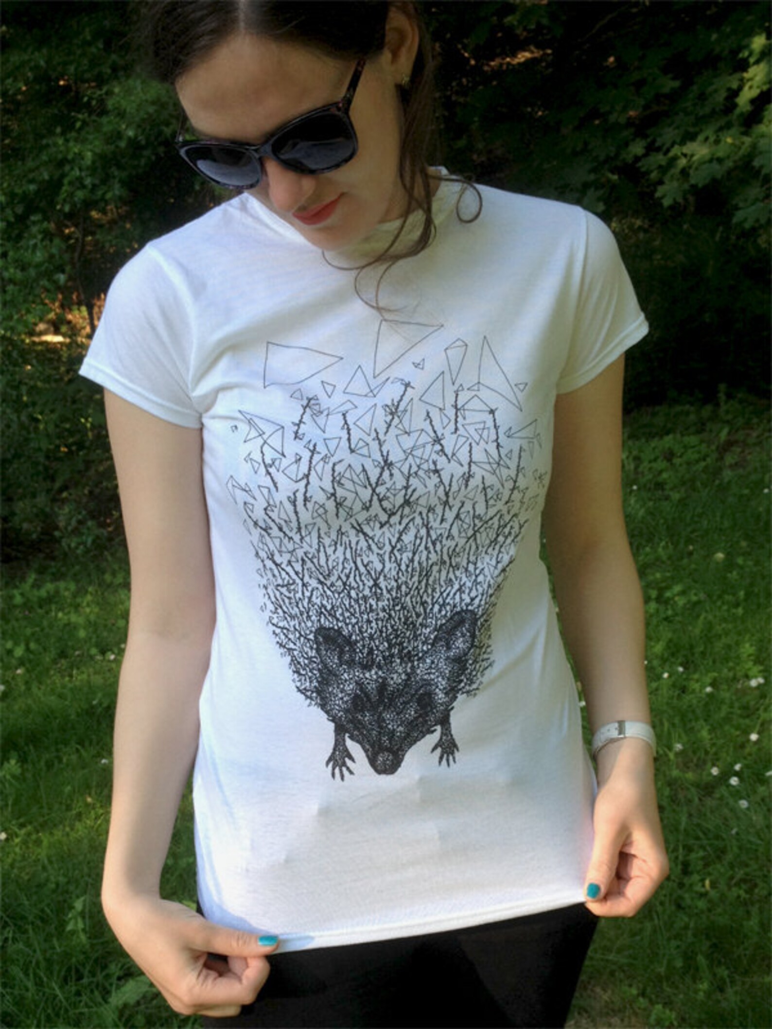 Hedgehog Illustration Tshirt // Animal Screen Print Tshirt Etsy