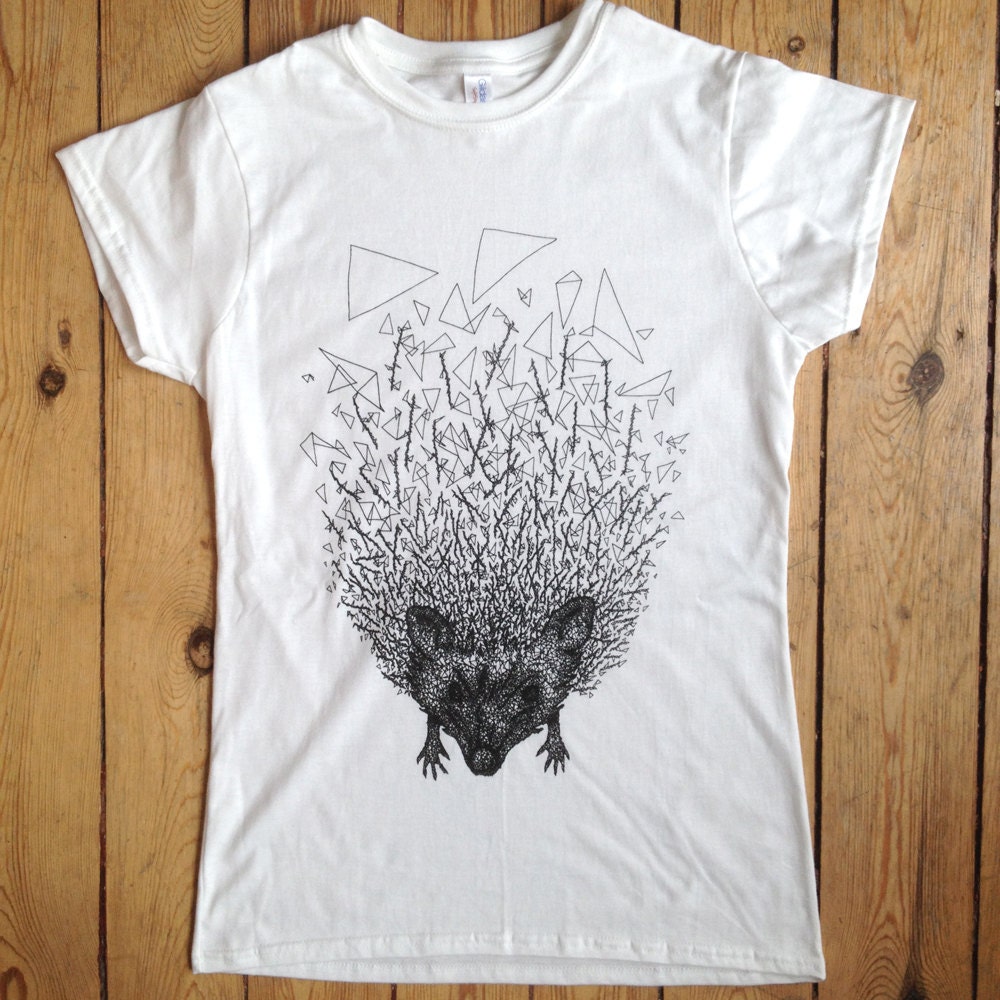 Hedgehog Illustration Tshirt // Animal Screen Print Tshirt Etsy