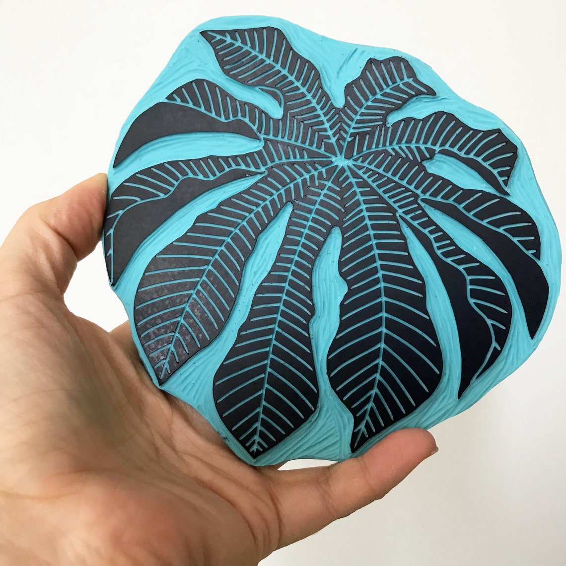 Leaves Print // Cecropia // Sloth tree // Block Printing // A4 | Etsy