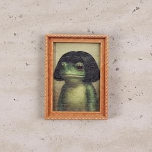 Imán para refrigerador con retrato de rana vintage: un imán para refrigerador con un animal caprichoso, un regalo divertido y adorable para la decoración de la cocina.