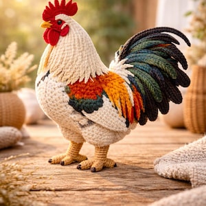 Realistic Rooster Amigurumi crochet  mabel Chicken Plushie Toy Tutorial Pattern PDF download,