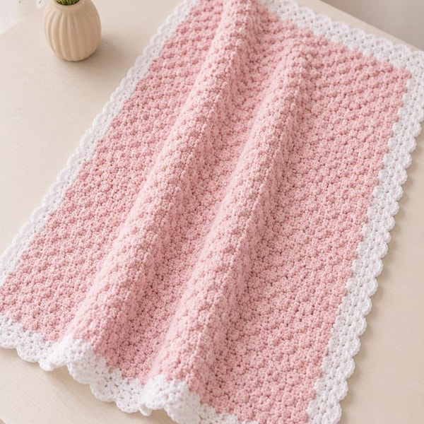 Scalloped Edge Crochet baby Blanket Pattern PDF | Easy Beginner Friendly Digital Download