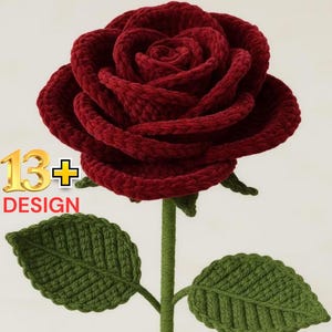 Realistic Amigurumi Rose Flower Tutorial PDF - DIY Crochet Bouquet Kit - Instant Digital Guide