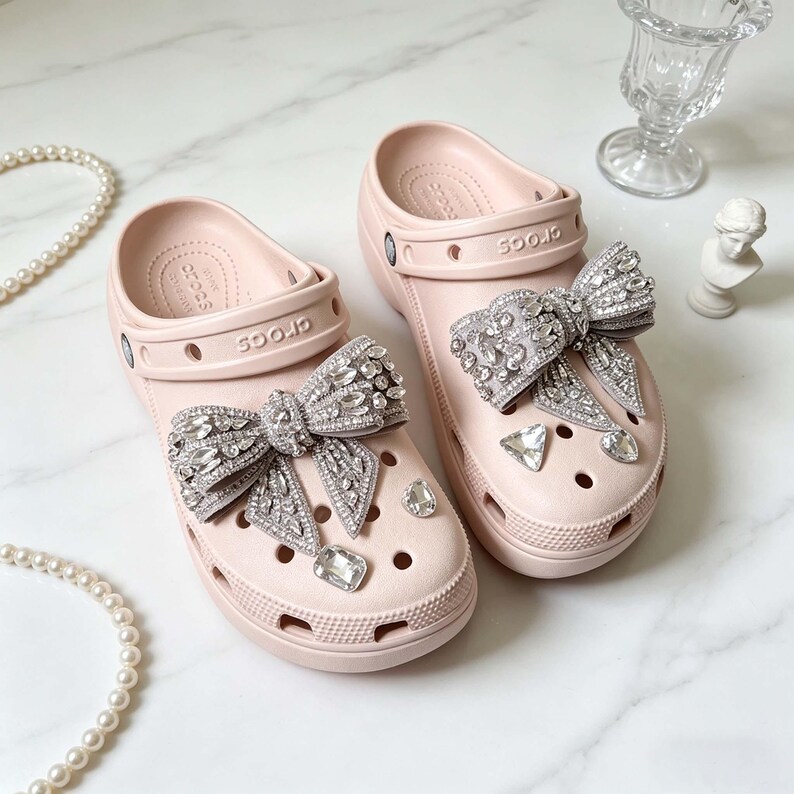 Rhinestone Bow Croc Charms, Bling Crystal Shoe Decorations, Sparkling ...