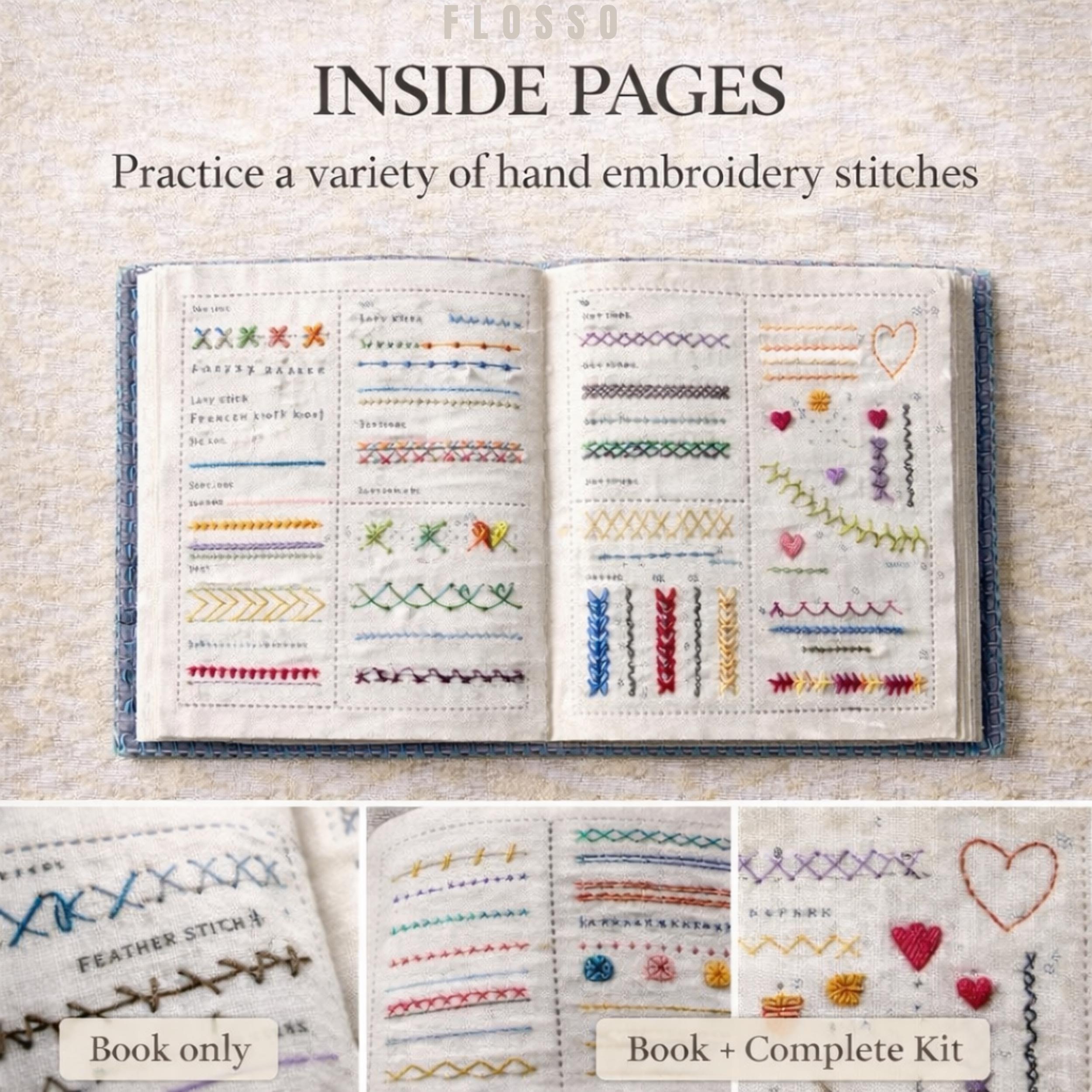 Embroidery Stitch Book for Beginners – Grey Hand Cross Stich Sampler ...