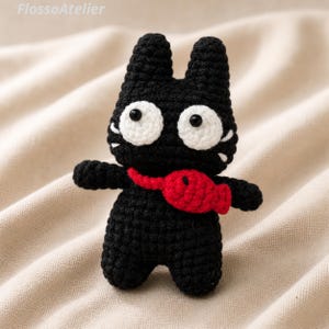 Black Cat Crochet Kit — Amigurumi Big Eyes, Yarn & Stuffing Included