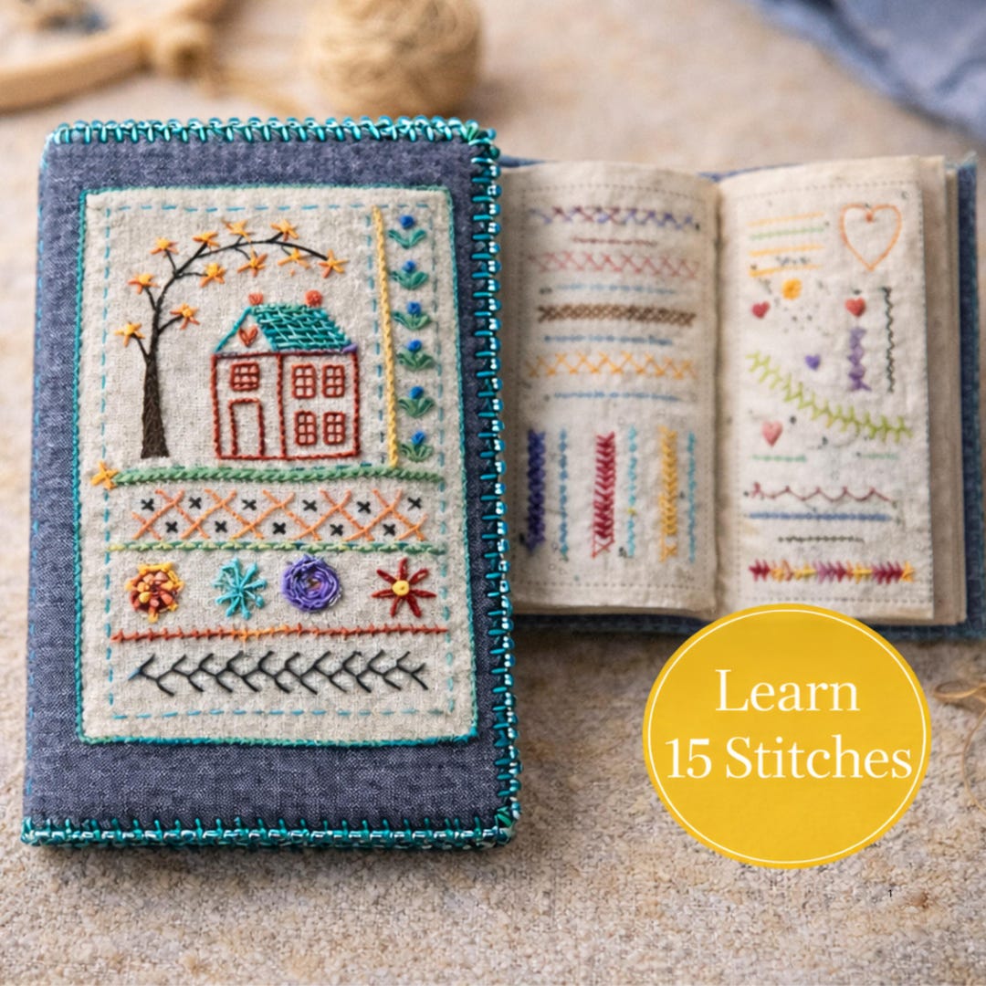 Embroidery Stitch Book for Beginners – Grey Hand Cross Stich Sampler ...
