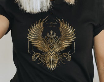 From the ashes I will Rise Phoenix Tshirt for Mental Health, Rebuilding from the Ashes, Dark Academia mystical style Top, Rising from Ashes
