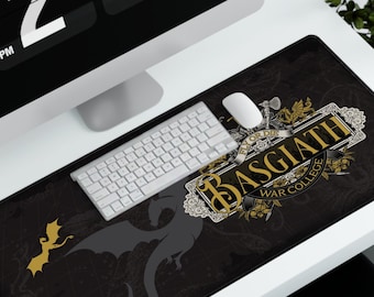 Basgiath War College Dragon Desk Mat, Ride or Die, Fourth Wing Inspired, Dungeons & Dragons Fantasy, Gold Dragon Design, Computer mouse pad
