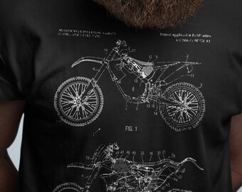 Dirt Bike Motorcycle Technical Drawing, Anatomy of a dirt bike, perfect for desert season, love dirt bikes flat track, gift for motorcyclist