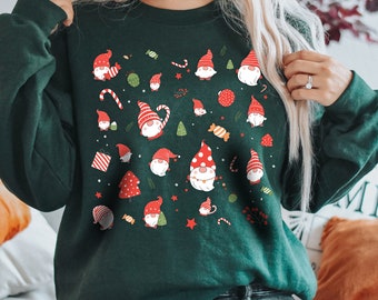 Christmas top Sweatshirt Holiday Shirt Gnome Little Things, Christmas shirt for Women, Christmas party shirt, Christmas Sweater, Gnomes