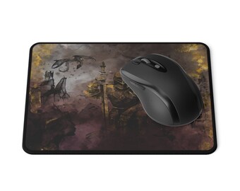 Dragon & Knight Mouse Pad: DnD Inspired, Dark Academia, Medieval Fantasy, Lord of the Rings, Roleplay Gear,  Fantasy Office Decor Gift