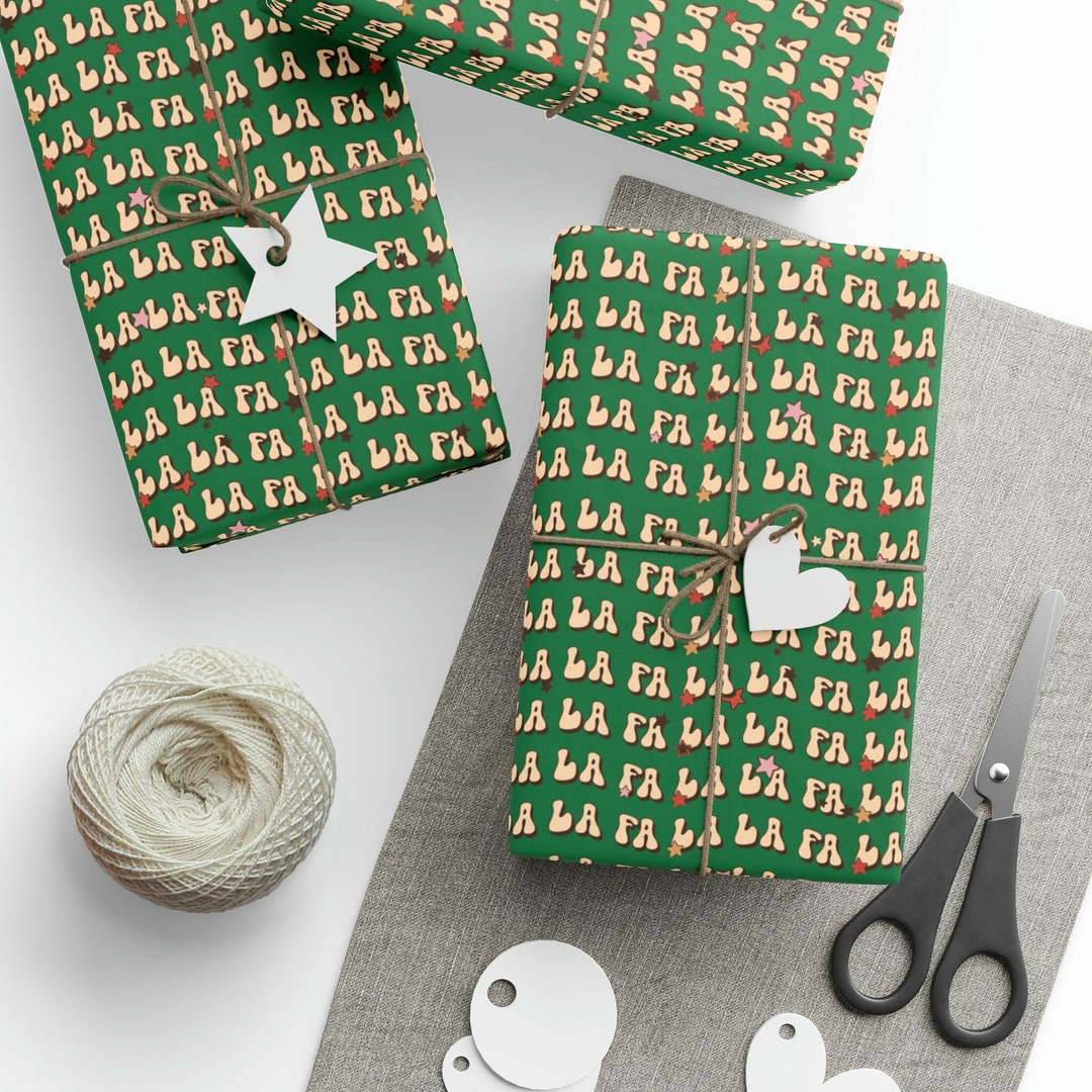 Groovy Retro Fa La La Wrapping Paper - Vintage Inspired Christmas Gift ...