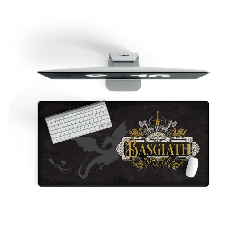 Basgiath War College Dragon Desk Mat, Ride or Die, Fourth Wing Inspired, Dungeons & Dragons Fantasy, Gold Dragon Design, Computer mouse pad image 4