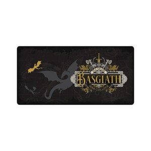 Basgiath War College Dragon Desk Mat, Ride or Die, Fourth Wing Inspired, Dungeons & Dragons Fantasy, Gold Dragon Design, Computer mouse pad image 2