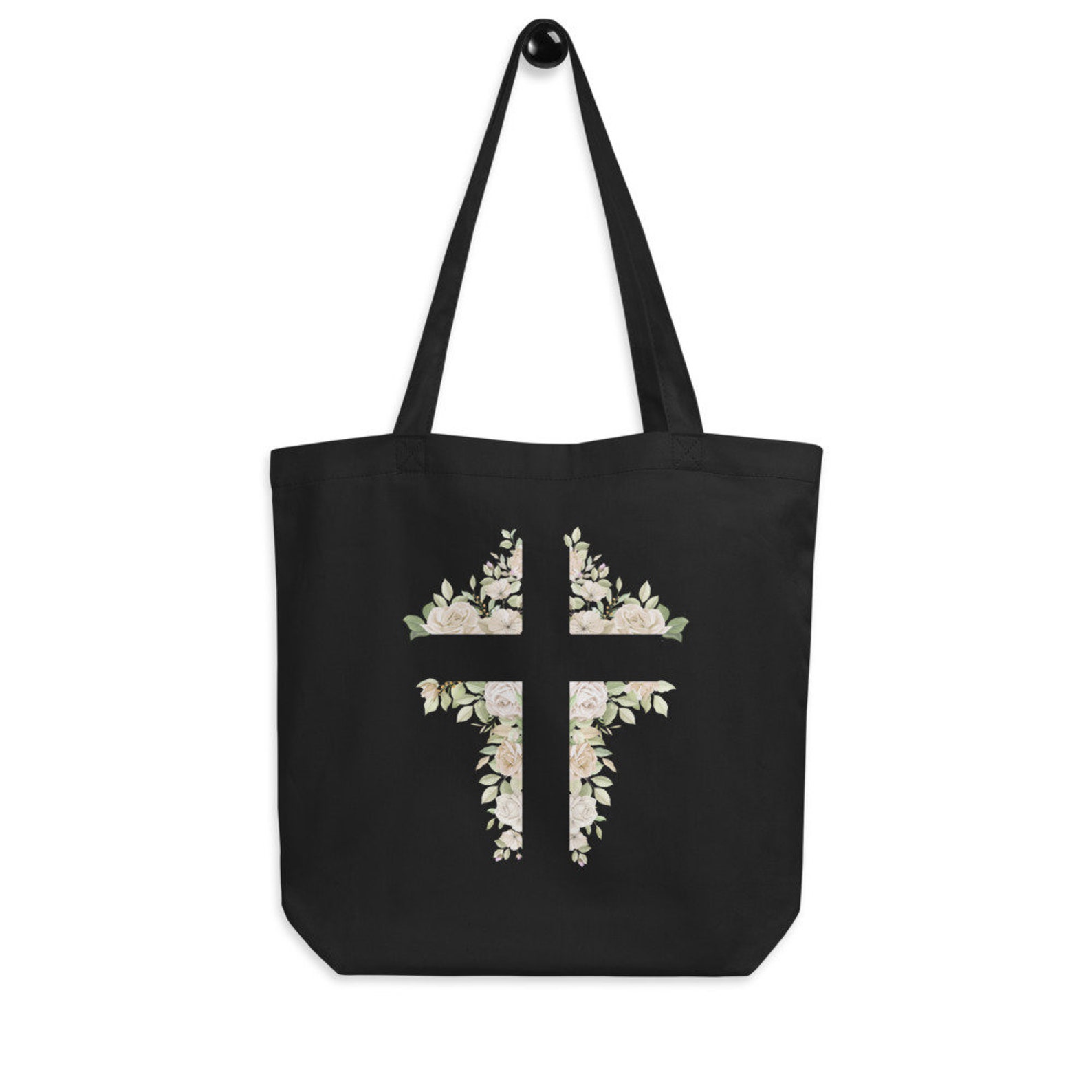 Christian Floral Cross Pretty Eco Tote Bag Bible study Bag | Etsy