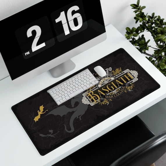 Basgiath War College Dragon Desk Mat, Ride or Die, Fourth Wing Inspired, Dungeons & Dragons Fantasy, Gold Dragon Design, Computer mouse pad