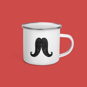 Regalo de bigote, taza de bigote Movember, taza de café divertida, taza de esmalte