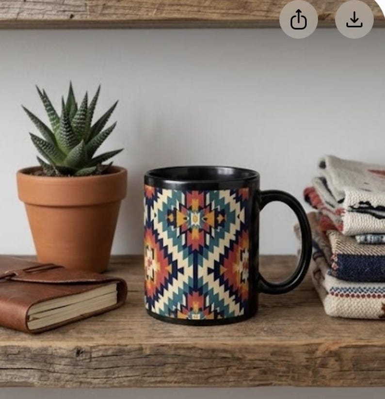 Aztec Coffee Mug, Colorful Tribal Design, Boho Kitchen Decor - Etsy