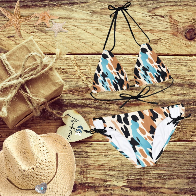 Western Print Scarf Swimsuit