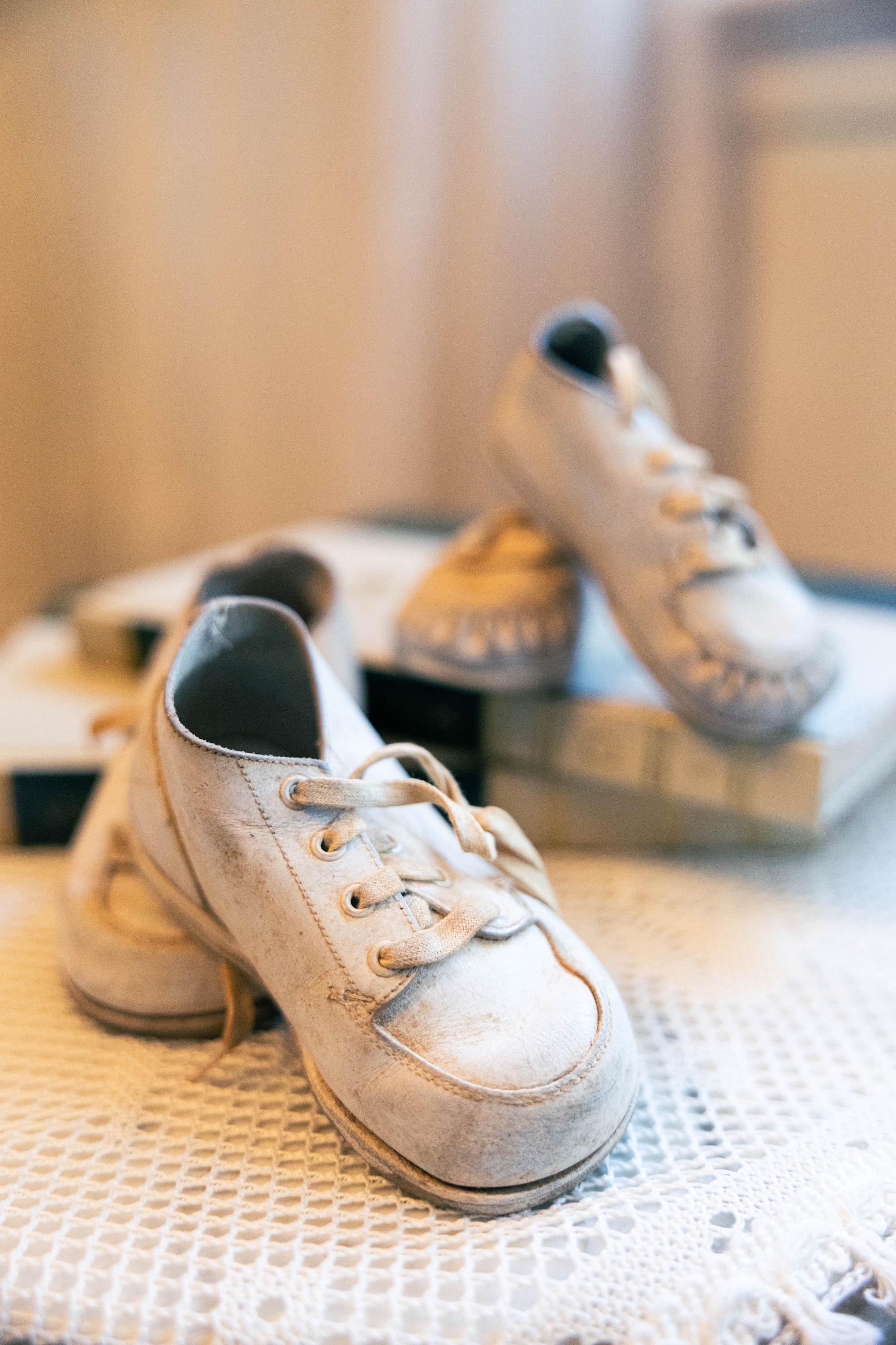 Vintage White Leather Baby Shoes, Mid Century Infant Walkers, Nursery…