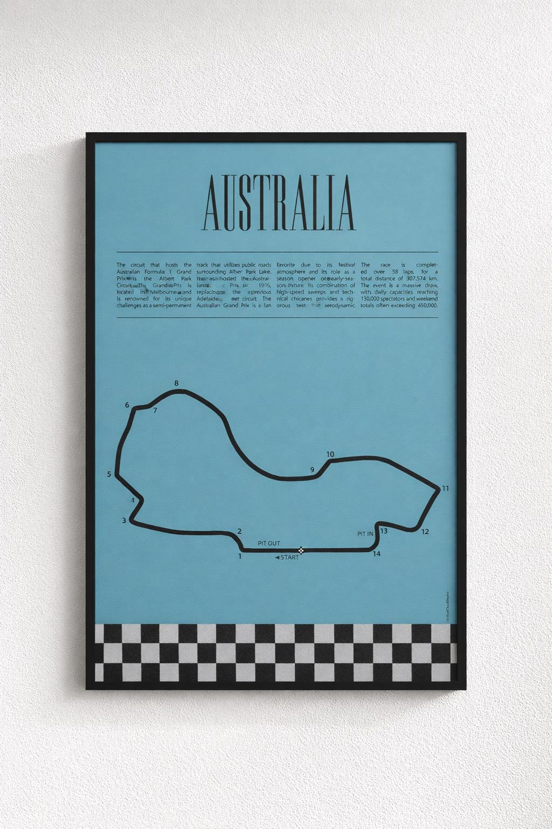 Australia Grand Prix Track Map Poster – Modern F1 Racing Studio Decor ...