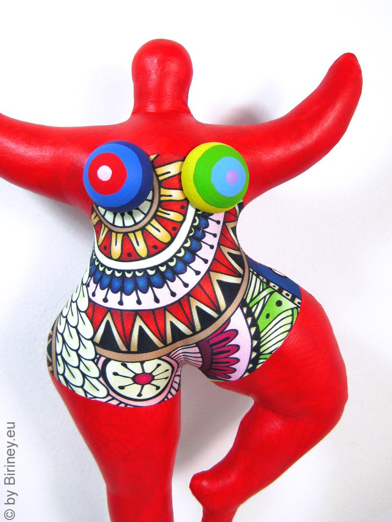 Handmade Red Nana Sculpture, Niki De Saint Phalle Style Art 33cm